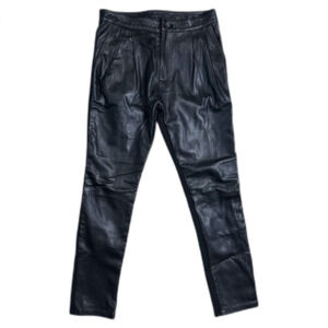 NWT DZOJCHEN Womens Black Leather Low Rise‎ Pants Size 25